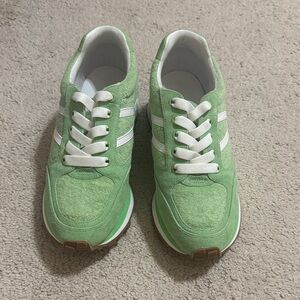 Veronica Beard Mint Green Sneakers with White Accents